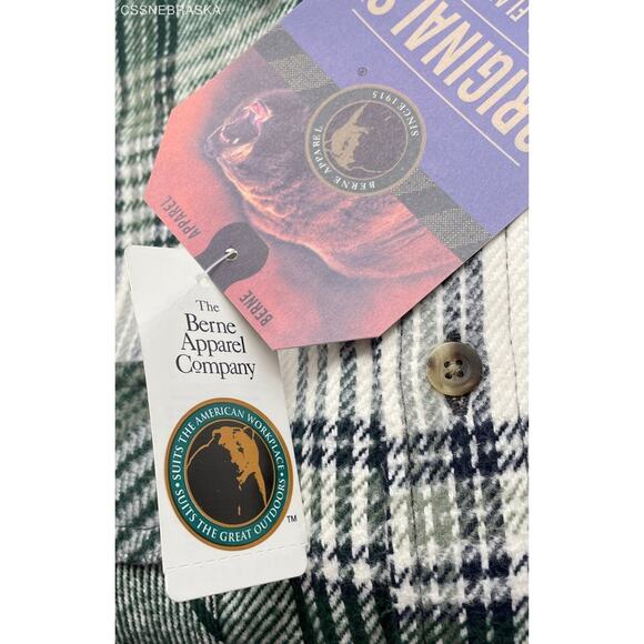 Oversized Green and White Plaid Flannel Men's Shirt, Large - Picture 9 of 9